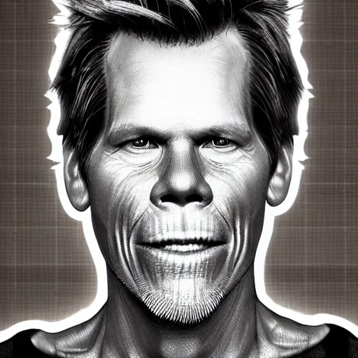 Image similar to ultra detailed kevin bacon shaped exactly like a bacon rendered by octane digital painting inspired by arcimboldo