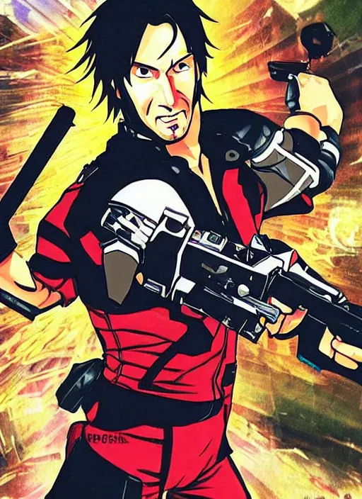 Image similar to Keanu Reeves in the Enen no Shouboutai style