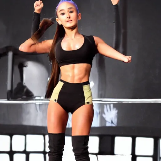 Prompt: buffed strong ariana grande