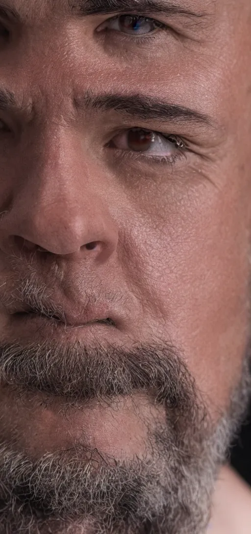 Prompt: an 8 k hi res cinematic 8 0 mm macro up close photo of the man who would be king