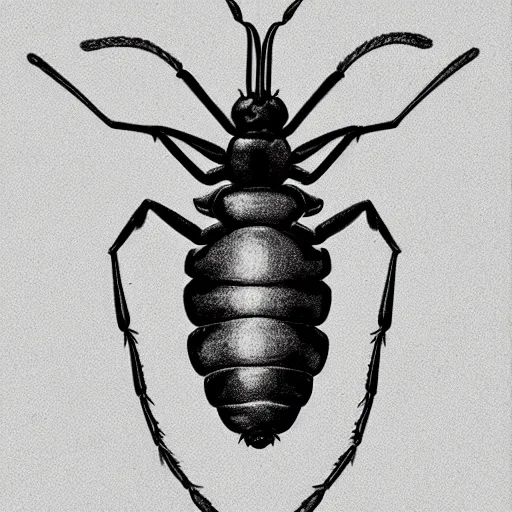 Image similar to fire ant, black and white, botanical illustration