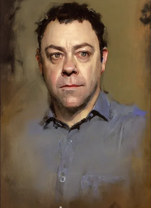 Image similar to portrait painting of joe lo truglio by jeremy mann, only one head single portrait