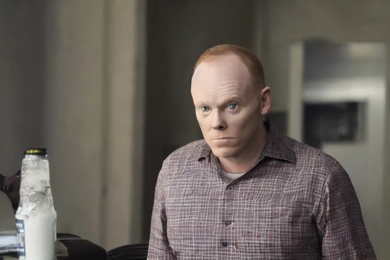 Image similar to a film still of Bill burr in pitch black, high quality