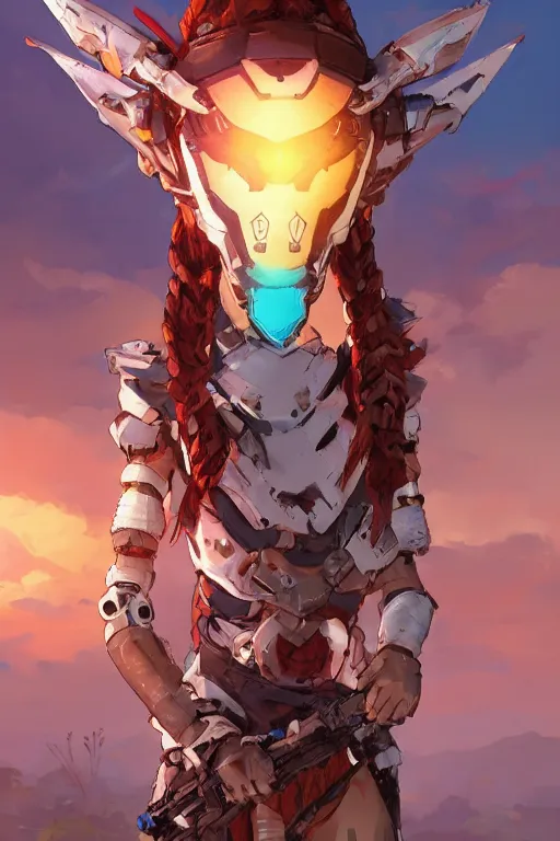 Image similar to combination suit armor aloy horizon forbidden west horizon zero dawn robot ninja mask helmet backpack tribal, art gta 5 comics, official fanart behance hd artstation by jesper ejsing, by rhads, makoto shinkai and lois van baarle, ilya kuvshinov, ossdraws radiating a glowing aura cgi rtx 2 0 2 2