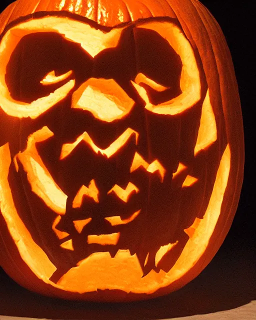 Image similar to martin luther in the act of using a nail and mallet to carve a jack - o - lantern, in the styles of ferdinand pauwels, greg rutkowski, and judy boyle intricate, hyperrealistic, accurate facial details, volumetric lighting