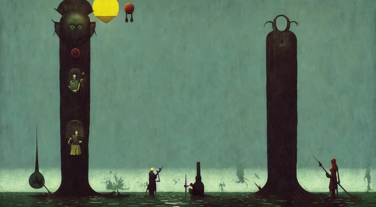 Image similar to single flooded simple!! tribal totem, very coherent and colorful high contrast masterpiece by norman rockwell franz sedlacek hieronymus bosch dean ellis simon stalenhag rene magritte gediminas pranckevicius, dark shadows, sunny day, hard lighting