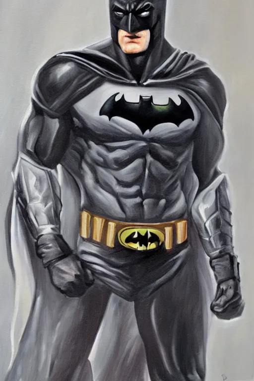 Image similar to A portrait painting of the muscular batman