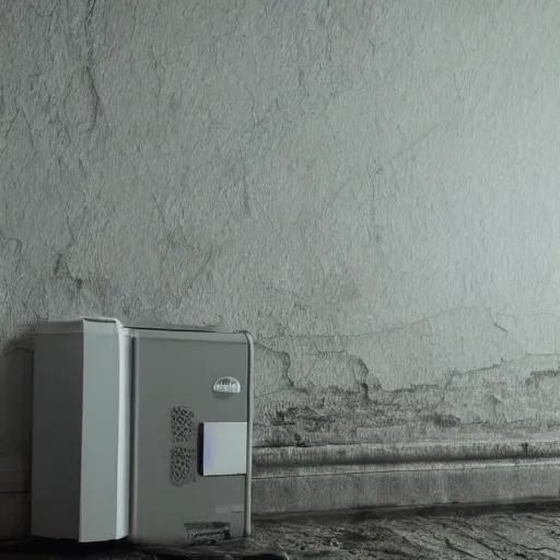 Prompt: water flowing from the dirty air - conditioning machine in the bedroom of a young teenager the wet walls crumbling, blurred, faded, depth of field, ultra realistic, very detailed, by gerhard richter, nadav kander, 8 k hyper realistic detailed cinematic still