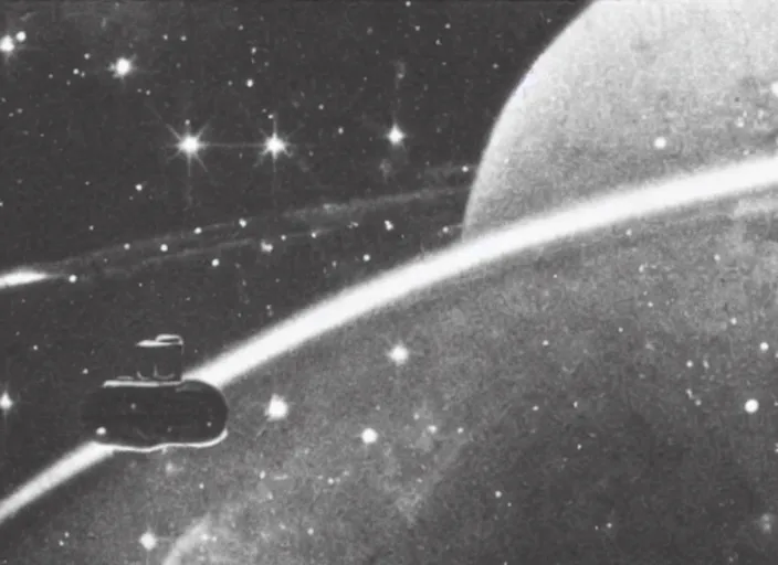 Prompt: space travel from a 1910s science fiction film