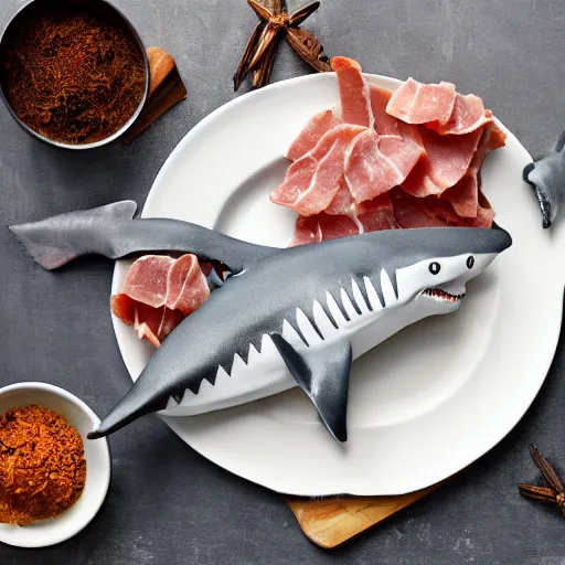 Image similar to Shark made from spiced ham