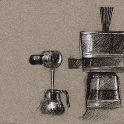 Prompt: pencil sketch of an espresso machine