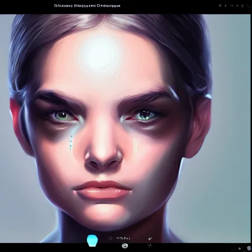 Prompt: female android portrait digital painting detailed artstation cinematic lighting