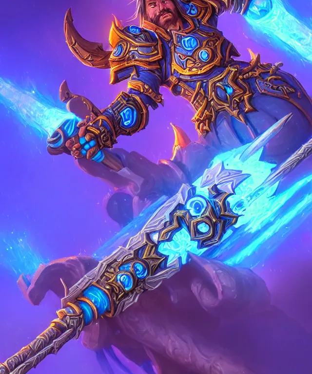 Image similar to bright weapon of warcraft blizzard weapon art, a spiral magic staff, bokeh. bright art masterpiece artstation. 8k, sharp high quality illustration in style of Jose Daniel Cabrera Pena and Leonid Kozienko, blue colored theme, concept art by Tooth Wu,