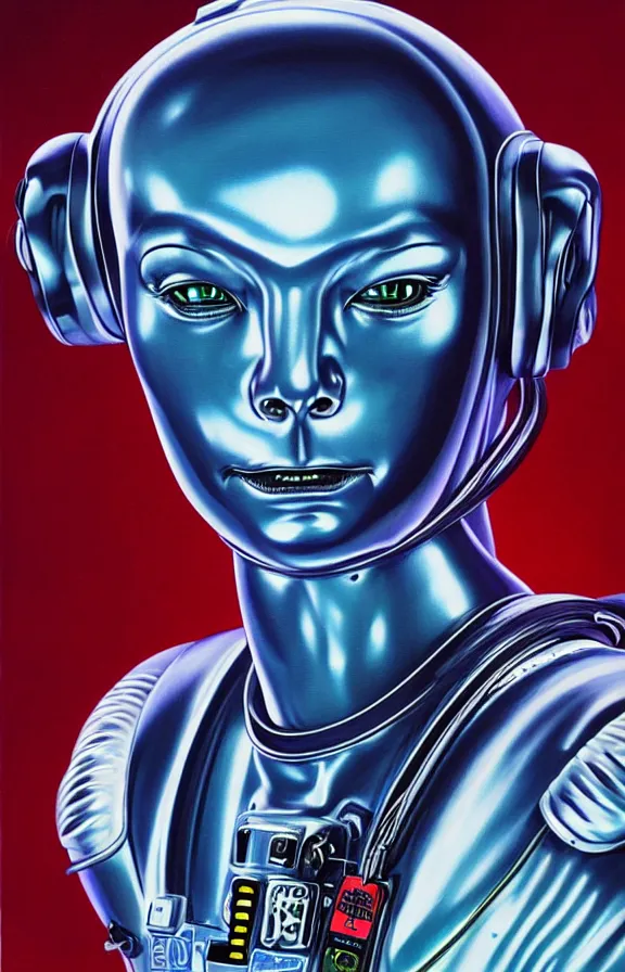 Prompt: portrait of an astronaut, (alien), in the style of hajime sorayama