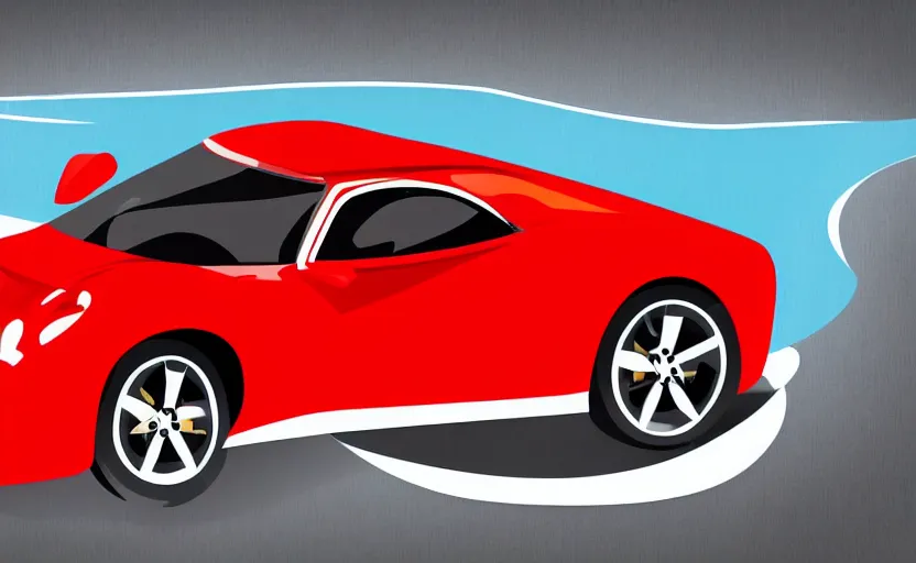 Prompt: Red Hot European Style Sports Car, Cartoon, Caricature, Vector Illustration Pro Vector, 8k