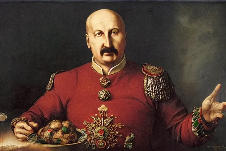 Prompt: russia eats brain of alexander lukashenko picture by da vinci