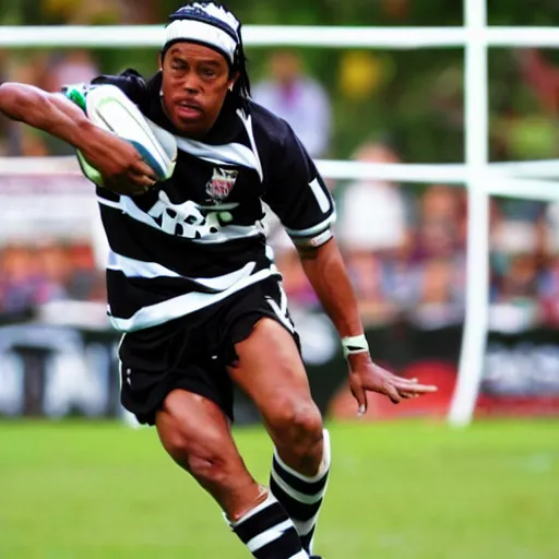 Image similar to ronaldinho playing rugby, detailed, sharp focus, smooth