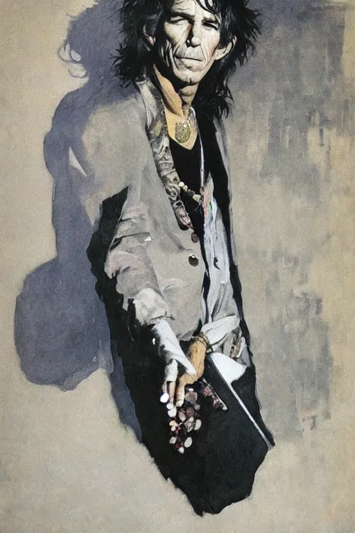 Image similar to “portrait of Keith Richards, by Robert McGinnis”