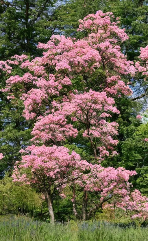 Image similar to flower - sized trees and tree - sized flowers