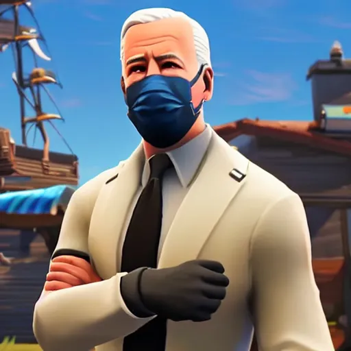 Image similar to A screenshot of Joe Biden in Fortnite, 3D, Unreal Engine, 4K UHD, RTX, DLSS,