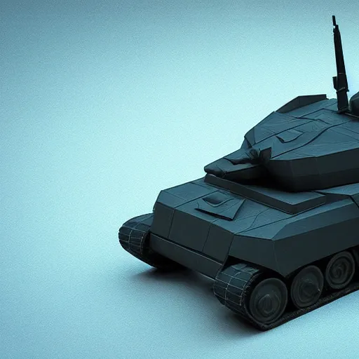 Prompt: Futuristic low-poly battle tank, epic cinematic shot, black plastic, lights, hd 4k digital art by Dawid Michalczyk