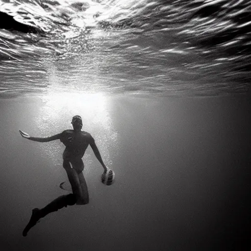 Image similar to Underwater photo of soccer player by Trent Parke, clean, detailed, Magnum photos