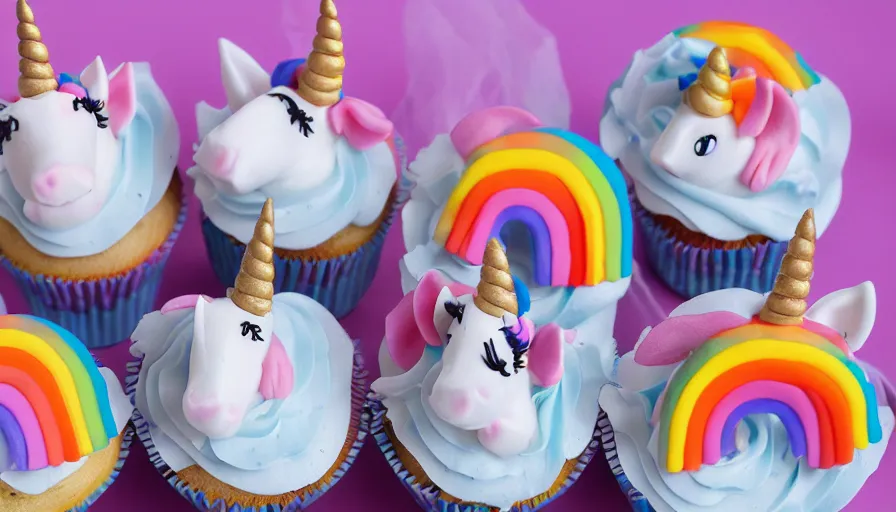 Image similar to unicorn rainbow cupcake designs 8 k