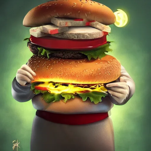 Image similar to fantasy fat cat eating a burger , high detail, digital art, beautiful , concept art,fantasy art, 4k