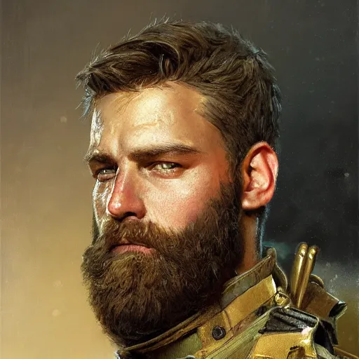 Prompt: portrait of a bearded soldier, extreme fine detail background, night, highly detailed, detailed eyes, high quality, digital painting, hyperrealistic, by gaston bussiere, j. c. leyendecker, craig mullins