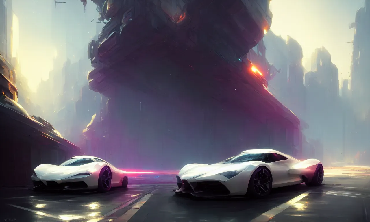 Image similar to Super car, concept art, low angle, high detail, warm lighting, volumetric, godrays, vivid, beautiful, trending on artstation, by Jordan grimmer, art greg rutkowski