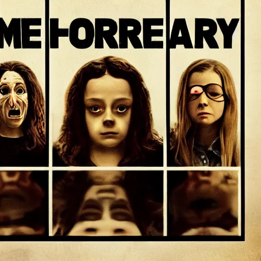 Image similar to horror movie poster inspired by hereditary, graphic design