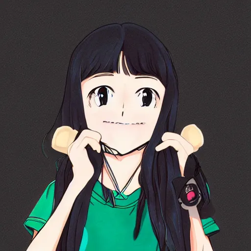 Image similar to hila klein with crooked teeth, recovering from drugs, anime style, digital art, cute, teddy fresh