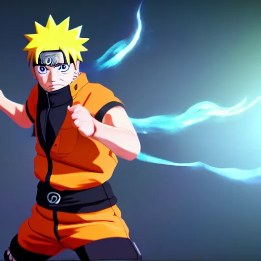 Image similar to a screenshot of naruto in fighting pose, portrait, fantasy, beautiful face, vivid colors, elegant, concept art, sharp focus, digital art, hyper - realistic, 4 k, unreal engine, highly detailed, hd, dramatic lighting by brom, trending on artstation,