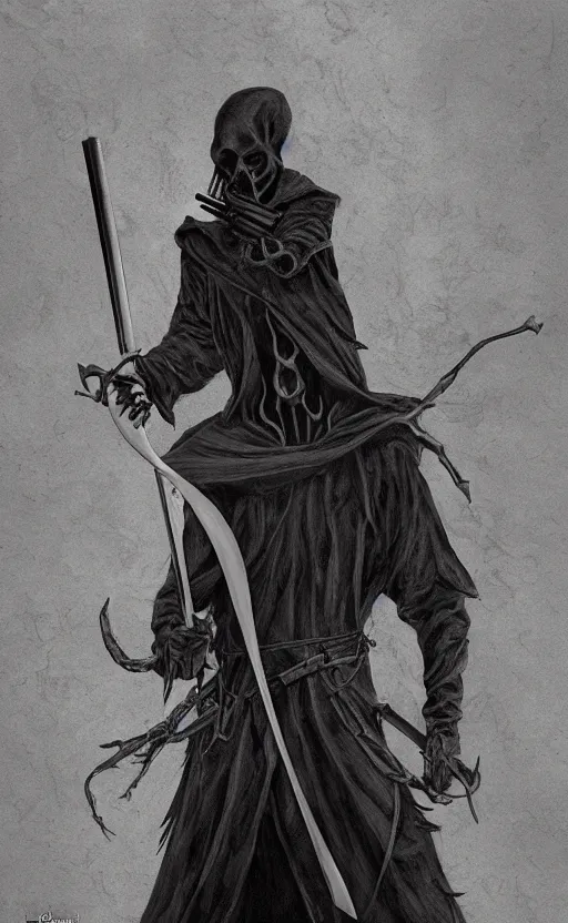 Prompt: the grim reaper has a new scythe, masterpiece digital painting by James Jean, John Romita Junior, John Romita Senior, 4k wallpaper, Silent Hill concept art, hyper-realism, extreme detail