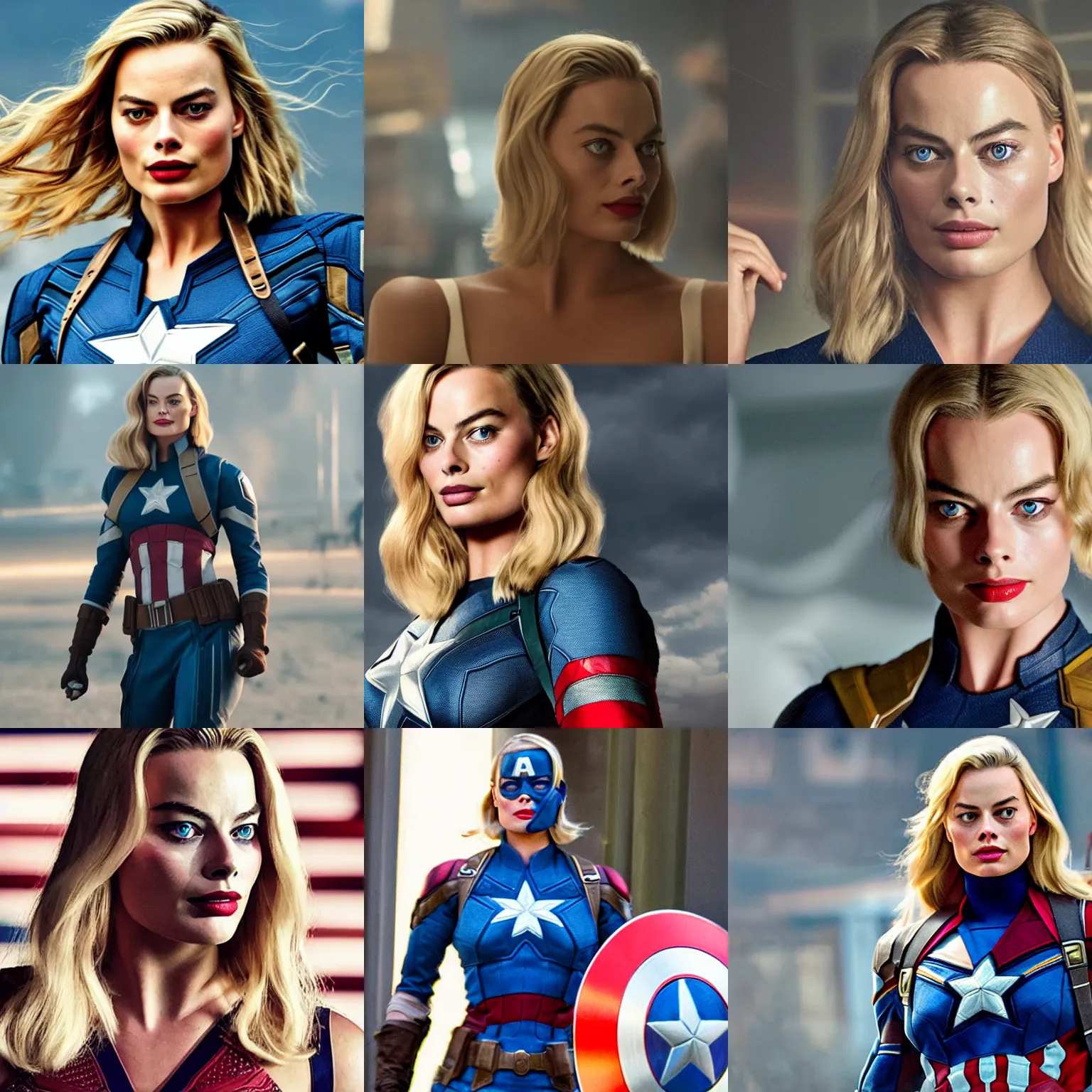 Prompt: margot robbie as captain america