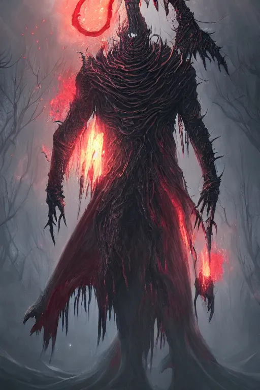 Image similar to a headless demon with unusually large arms as a Bloodborne boss, digital painting, WLOP, trending on artstation, 8k, epic composition, highly detailed, sharp focus