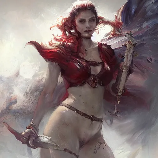 Image similar to a beautiful painting of a nord woman, by raymond swanland and jia ruan, featured on artstattion