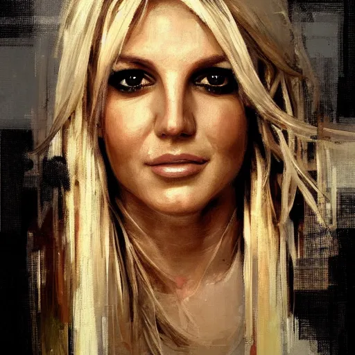 Image similar to face protrait of britney spears, realistic, ultrahd, jeremy mann painting