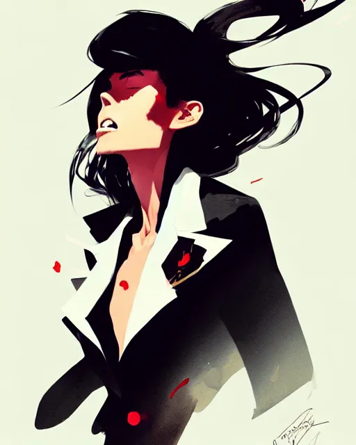 Prompt: a ultradetailed beautiful panting of a stylish woman in a black blazer, by conrad roset, greg rutkowski and makoto shinkai, trending on artstation