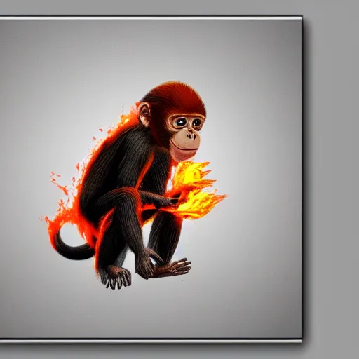 Prompt: Fire Coming Out a Monkey's Head, Digital Art, Trending on Art Station