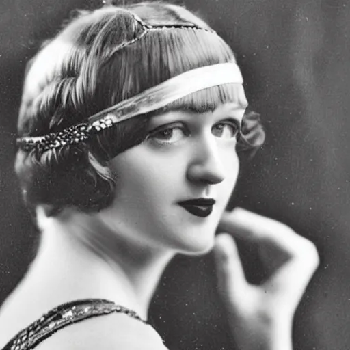 Prompt: realistic photograph of flapper from 1 9 2 0 at great gatsby like party