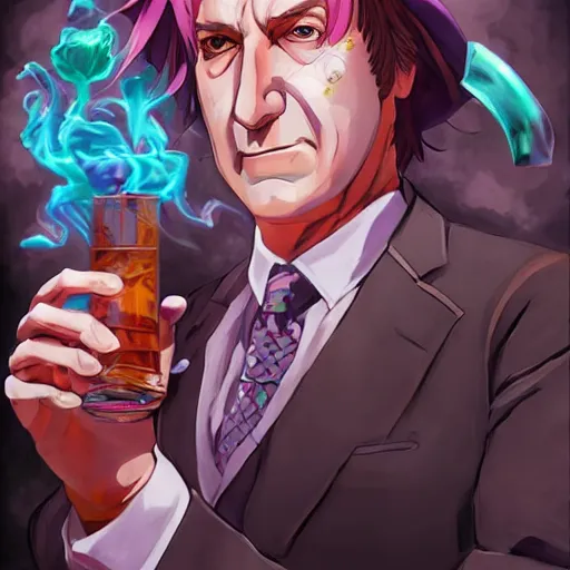 Prompt: portrait of saul goodman wielding the element of poison magecraft, water, anime fantasy illustration by tomoyuki yamasaki, kyoto studio, madhouse, ufotable, trending on artstation