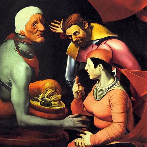 Prompt: futurama by caravaggio,