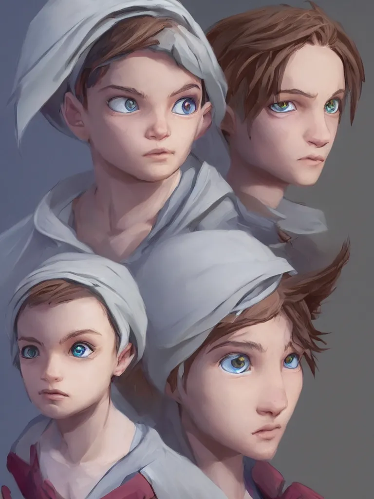 Image similar to gorgeous androgynous child by disney concept artists, blunt borders, eye contact, godly light,