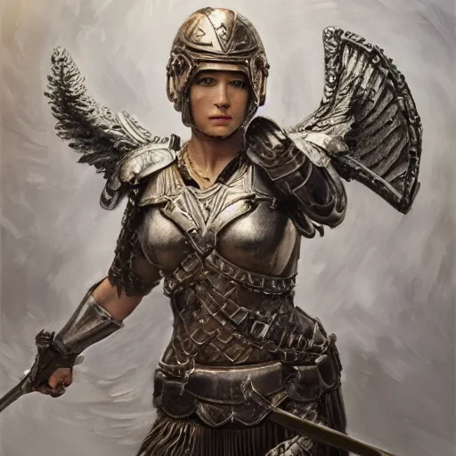 Image similar to valkyrie angel, correct female anatomy, low cut light armor, extremely detailed oil painting, highly detailed, abstract, 1 9 2 0's colored pencil art style, deep aesthetic, 8 k, highly ornate intricate details, cinematic lighting, rich colors, digital artwork, beautiful scenic view, ray tracing, hyperrealistic, photorealistic, cinematic landscape, trending on artstation, concept art,