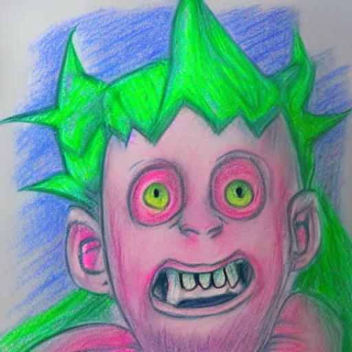 Image similar to pastel child style drawing of a monster