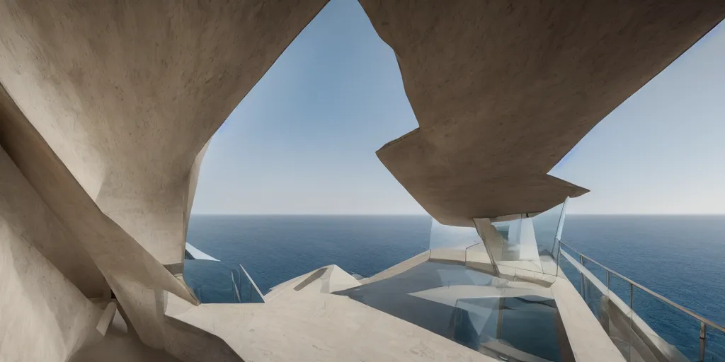 Prompt: architectural photography, modern house on top of a cliff designed by zaha hadid, wonderful masterpiece highly detailed, beautiful cinematic light deep focus, elegant, digital painting, smooth, sharp focus, golden ratio, dramatic illumination, ultra realistic, 8 k, art by artemisia lomi gentileschi and caravaggio