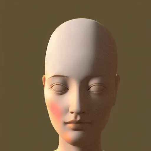 Prompt: a 3 d render of a young beautiful woman made from marble : 8, in the style of constantin brancusi : 2, wes anderson background, casual clothing, modern, artgem, portrait, kawaii hairstyle : 1, pastel colors, colorful, octane render, digital painting, details, unreal engine, museum piece, dynamic light,