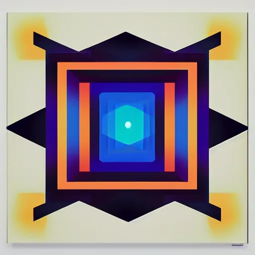 Prompt: geometric square by shusei nagaoka, david rudnick, airbrush on canvas, mirror