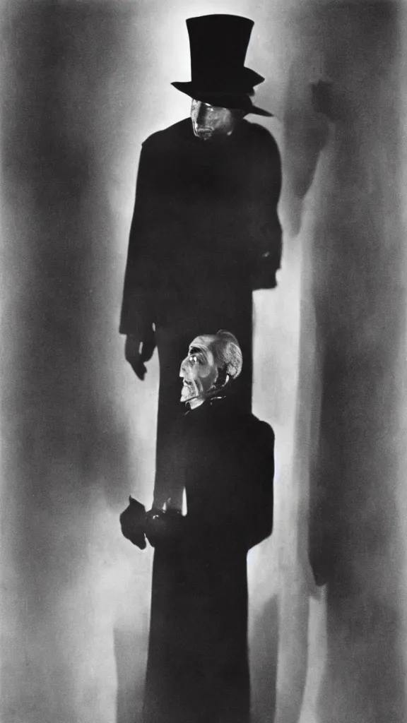 Prompt: promotional still portrait from the remastered german expressionist film'the father'( 1 9 3 6 ) starring rudolf klein - rogge as the android criminal kingpin, portrait photographed by diane arbus and f w murnau, shallow depth of field beautiful expressionistic sets, remastered dramatic lighting hyperrealistic shocking detail trending on artstation 8 k